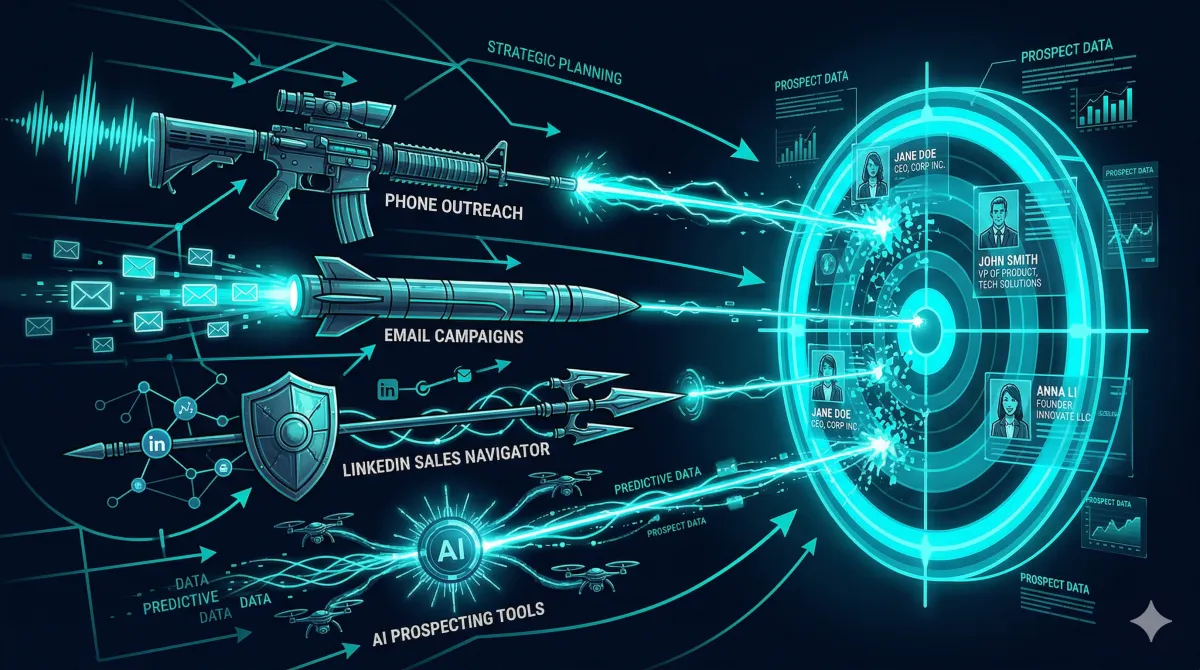 Techniques de prospection commerciale B2B — email, LinkedIn, téléphone