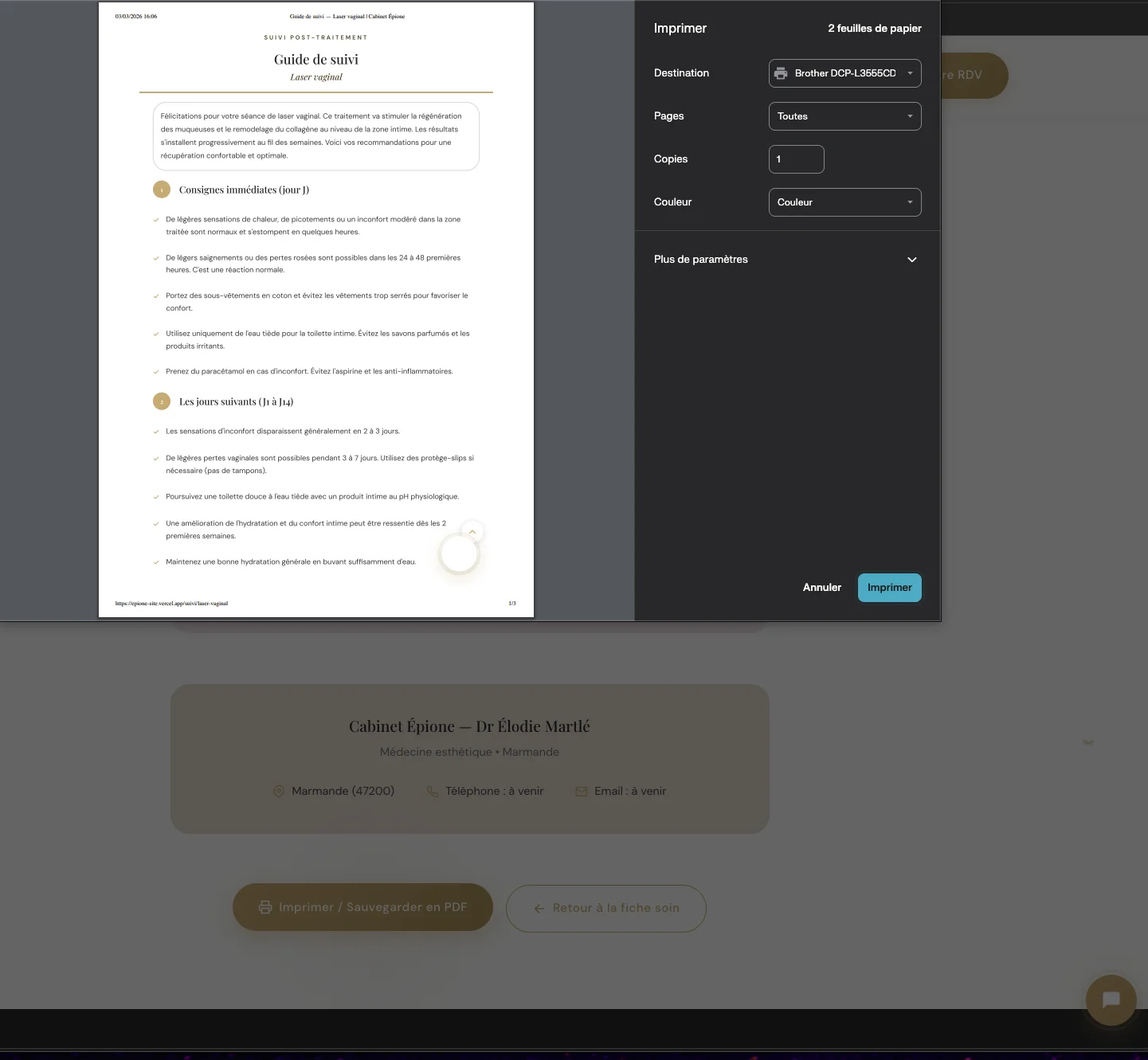 Guide de suivi post-traitement Cabinet Épione