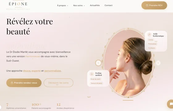 Site Cabinet Épione — projet KBO Gestion