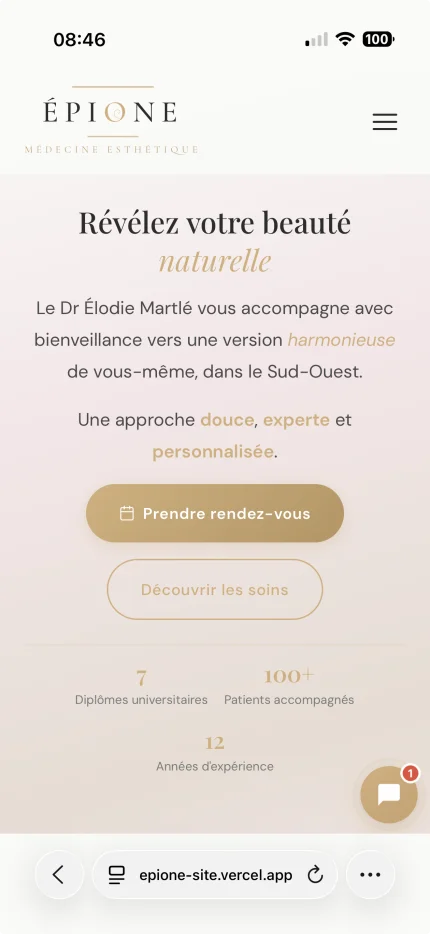 Cabinet Épione — aperçu du projet — mobile