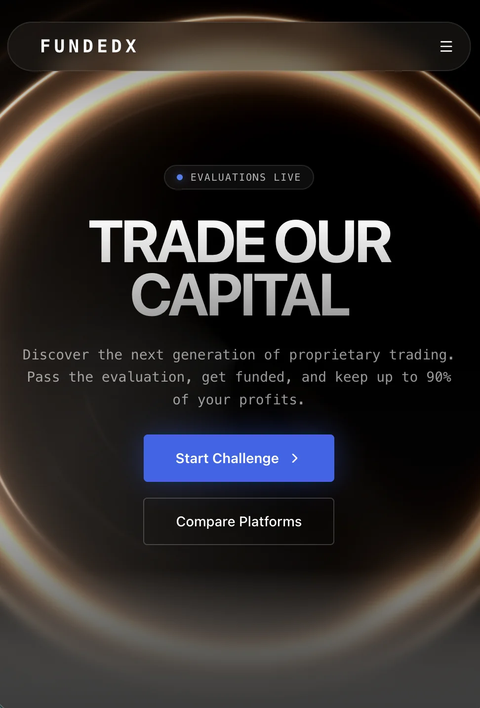FundedX — aperçu du projet — mobile