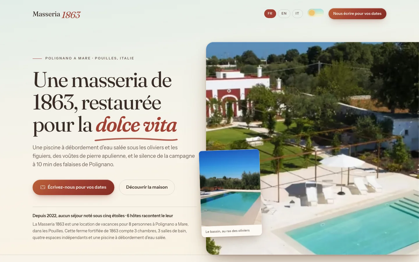 Aperçu du projet Masseria 1863 (Polignano a Mare, Pouilles) réalisé par KBO Gestion