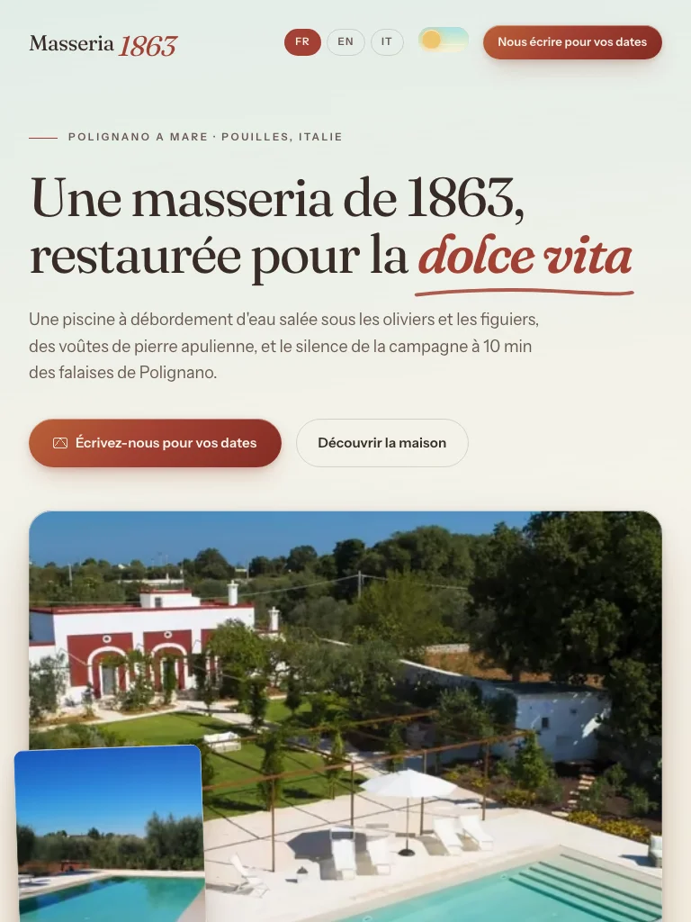 Masseria 1863 (Polignano a Mare, Pouilles) — aperçu du projet — tablette