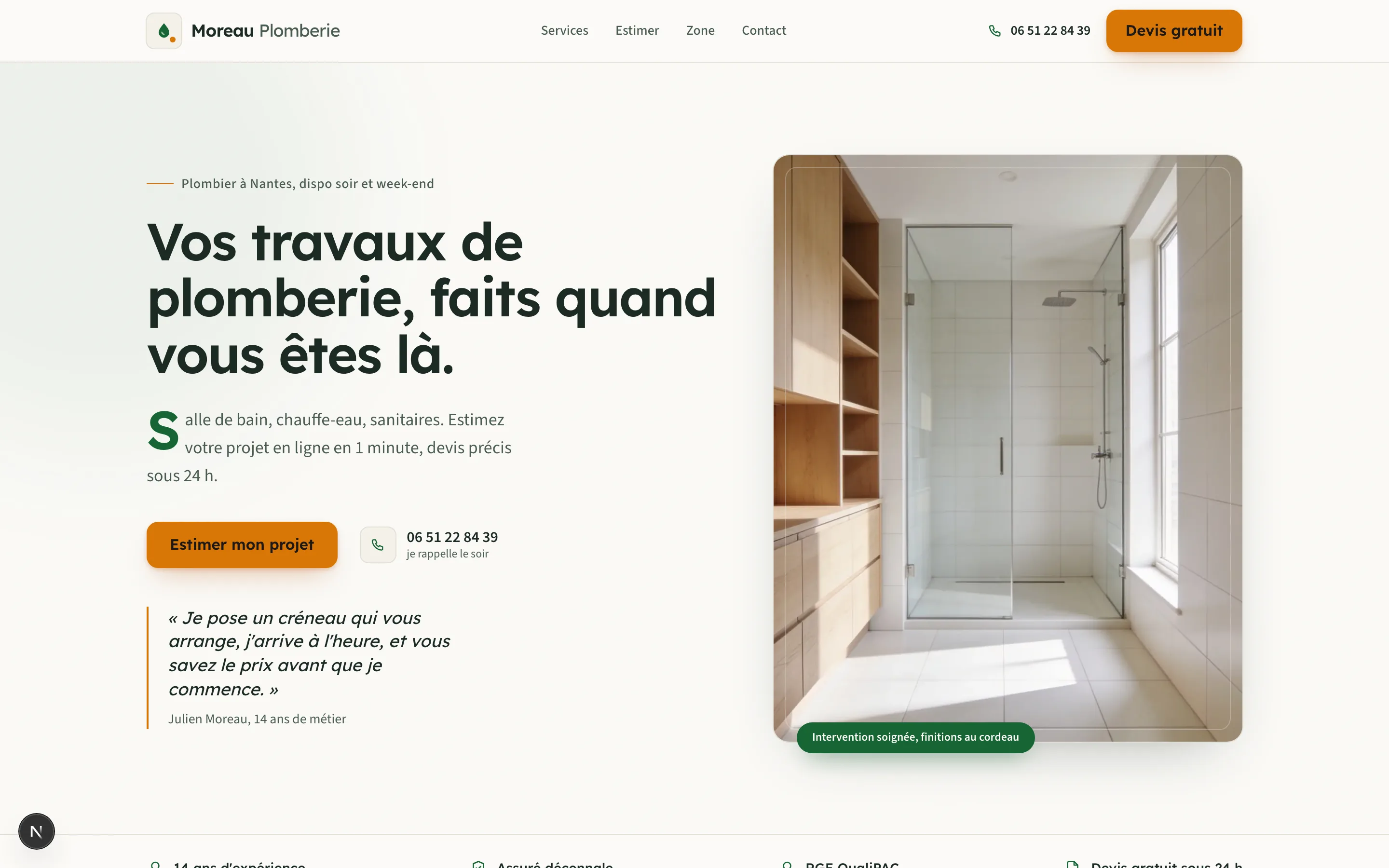 Moreau Plomberie (démo) — aperçu du projet