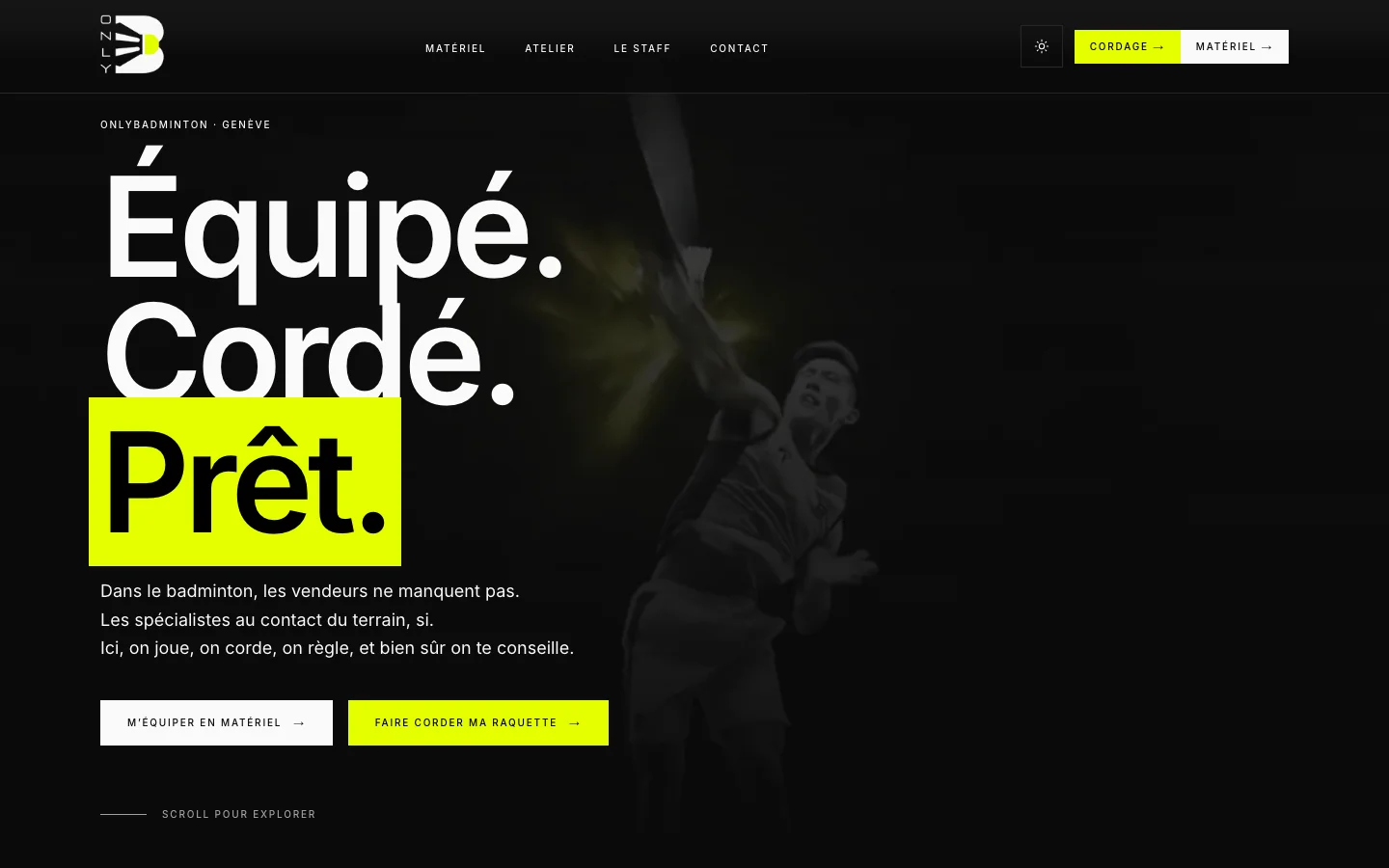 OnlyBadminton (KAM Sport Sàrl, Genève) — aperçu du projet