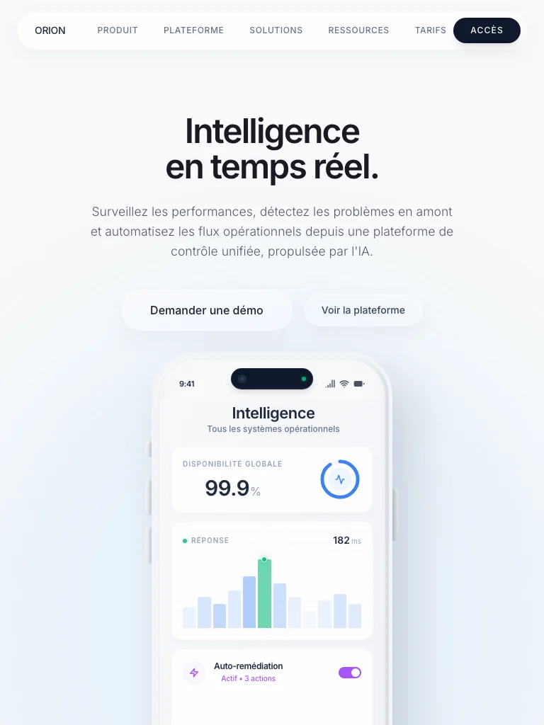 Orion — aperçu du projet — tablette