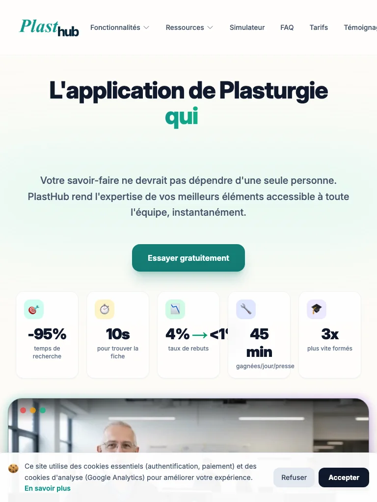PlastHub — aperçu du projet — tablette