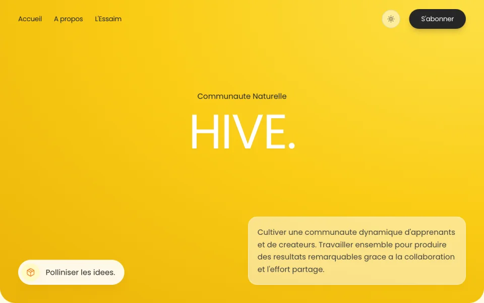 Site communauté The Hive réalisé par KBO Gestion — design organique, +65% d'engagement