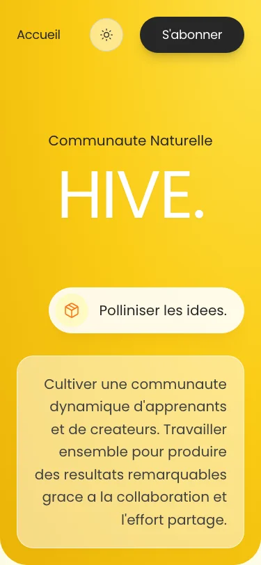 The Hive — aperçu du projet — mobile