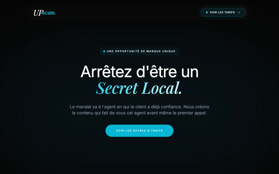 Landing page UPscale réalisée par KBO Gestion — immobilier premium, +40% de conversion